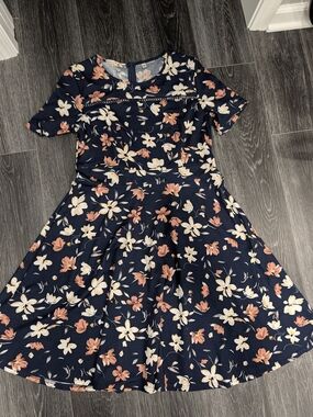 Women's Navy Floral Fit-and-Flare Dress